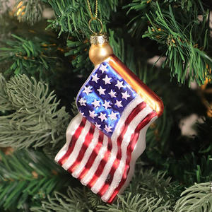 Adornos Colgantes de Vidrio Pintados a Mano, Adornos Navideños con Bandera Americana, Adornos Colgantes de Papá Noel para Decoración Navideña - Product Image 4