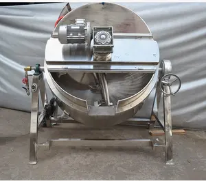 Stainless Steel Industrial Tilting Type Jam Steam Heating Double Jacket Kettle Cooker With Agitator/Mixer