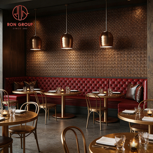 Muebles de Restaurante Estilo Retro Americano Industrial, Silla de Cuero Rojo, Silla Ergonómica de Madera Maciza, Conjunto de Asientos para Uso Comercial - Product Image 3
