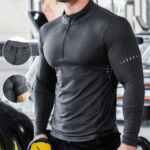Dehan Custom Polyester Workout <strong>Men</strong> Fitness Long Sleeve Shirts Compressed <strong>Base</strong> <strong>Layer</strong> Compression Breathable t Shirt - Product Image 3