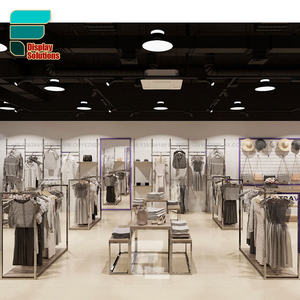 Tienda de lujo de gama alta, tienda de ropa de diseño, exhibición de ropa dorada, estante de exhibición de madera para tienda de ropa - Product Image 4