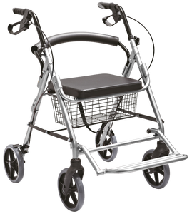 Déambulateur léger en aluminium à 4 roues avec siège rembourré, panier de rangement et freins à main - Product Image 5