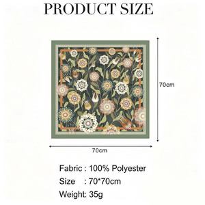 Ethnic Folk Floral & Greek Key Pattern <b>Scarf</b> 70*70cm Polyester Satin Neck <b>Scarves</b> for Women Casual & Formal - Product Image 6