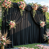 Rideaux de fond de scène bleus de luxe pour mariage, sans plis, en fibre de polyester, 1,6 m x 3 m, pour baby shower et décoration d'église