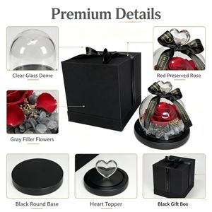 El Mejor Regalo para el Día de San Valentín, Graduación, Navidad: La Bella y la Bestia, Rosa en Forma de Corazón en Cúpula de Cristal, Rosas Frescas Hechas a Mano - Product Image 3