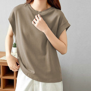 Women's Sleeveless T-Shirt Splicing Design Breathable Knitted Tank Top Gray Green Khaki Black White Summer Wear - Product Image 4