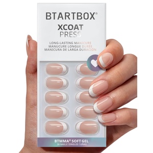 BTARTBOX XCOAT French Tip Press on <b>Nails</b> <b>Set</b> 30pcs Wholesale High Quality Short Oval Soft Gel Bulk Stick on False Fake <b>Nails</b> - Product Image 1