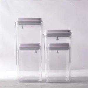 Ankou Home Hot Sale Plastic AS 4 Pieces Transparent Bread Snack Cereal Rice Food Storage Containers With Color Box