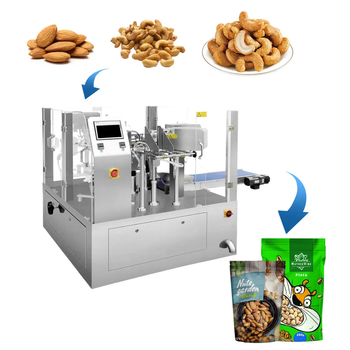 Full Automatic Premade Pouch Bag Chestnut Peanut Cashew Nuts Doypack Packaging Packing Machine