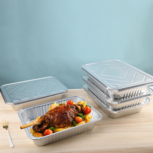 일회용 테이크아웃 포일 핫팟 팬 직사각형 알루미늄 호일 뚜껑 포함 식품 용기 - Product Image 3