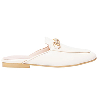 Nouvelles mules plates Ann'S en cuir d'agneau ivoire pour femme, à bout rond, à enfiler, avec doublure en coton, semelle extérieure en caoutchouc et semelle intermédiaire en fibre de bois