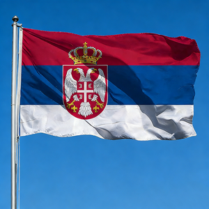 Promoción Banderas Nacionales del Mundo, Poliéster 68D, Se Acepta Material Personalizado, <span class=keywords><strong>Bandera</strong></span> de <span class=keywords><strong>Serbia</strong></span> de 3x5 pies - Product Image 1