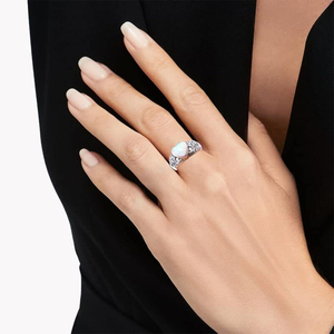 Cincin guci Opal hati untuk abu baja nirkarat perhiasan kremasi abu cincin kenang-kenangan untuk wanita perhiasan Memorial cincin berurang - Product Image 5