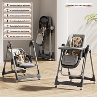 Chaise haute à bascule 2-en-1 pour bébé, réglable, avec musique, éveil musical intelligent, structure métallique