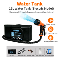 Kit de camping portable 15L, douche électrique haute pression rechargeable 12V, réservoir pour plage, camping-car, pique-nique, lavage des animaux