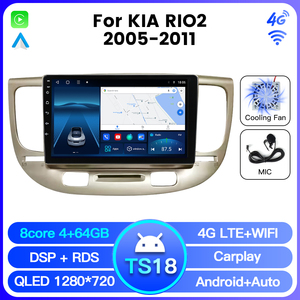 NaviFly TS10 TS18 système android 1280*720 QLED écran autoradio pour KIA <span class=keywords><strong>RIO2</strong></span> 2005-2011 support 360 caméra - Product Image 4