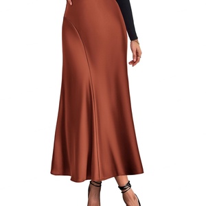 Jupes décontractées personnalisées pour femmes, couleur unie, taille naturelle, coupe trapèze, longueur cheville, en polyester tissé 260g, lavables, pour soirée, fête ou usage quotidien - Product Image 6