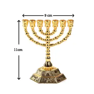 High quality Israel souvenir gold Judaism menorah metal candle holder