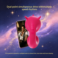 Vibrateur stimulateur clitoridien et point G double tête style petit requin, télécommande via application, 10 fréquences
