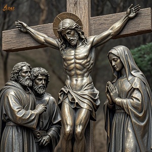 Famosa religión cristiana católica estatua de latón Jesús 14 estación duodécima estación tamaño real Jesús muere Cruz escultura de bronce - Product Image 3