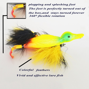 Leurre de pêche Lutac OEM pour canard, 123MM/25.7G/flottant, yeux 3D réalistes, hameçon simple, corps de poisson bionique avec pieds qui font des bruits de nage et des éclaboussures - Product Image 5