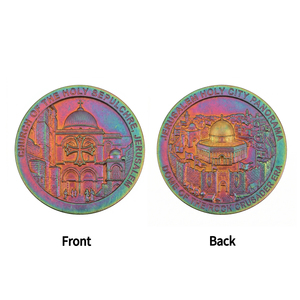 Moneta Commemorativa Iridescente in Rame con Stampa UV e Rilievo Dettagliato della Chiesa del Sacro Sepolcro di Gerusalemme - Product Image 1