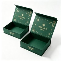 Boîte en carton de luxe recyclable personnalisable à thème de Noël magnétique pour bijoux, bonbons, vêtements, parfums, cadeaux, vente en gros