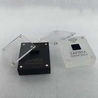 Boîte de rangement pour diamants en acrylique ZAFIRTA DIAMONDS, noire brillante, avec couvercle magnétique, présentoir de bureau moderne, personnalisable, luxe
