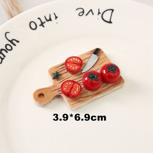 Cuisine créative thème enfants maison de poupée jouer bricolage planche à découper décorative panier de fruits Design Flatback grand cabochon en résine - Product Image 3