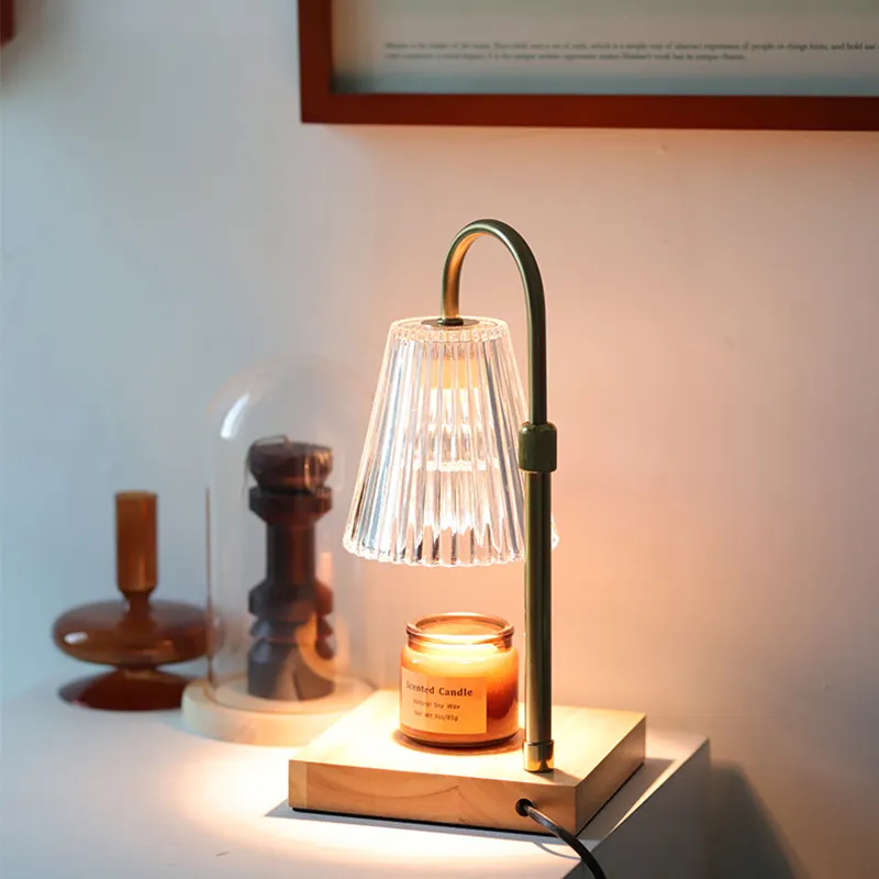 Lâmpada de mesa interna com altura ajustável, queimador de cera, vela perfumada, lâmpada vintage aquecedora de velas com temporizador