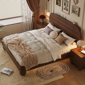 Modern Double <strong>Bed</strong> Frame <strong>Solid</strong> <strong>Wood</strong> Storage Drawers American/French Vintage Design Queen Low <strong>Box</strong> for Bedroom Sets Home Furniture - Product Image 4