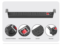 Unité de distribution d'alimentation (PDU) 2U pour montage en rack, 10 prises, indicateur de surcharge, 10A/15A 250V AC, ignifuge, centre de données