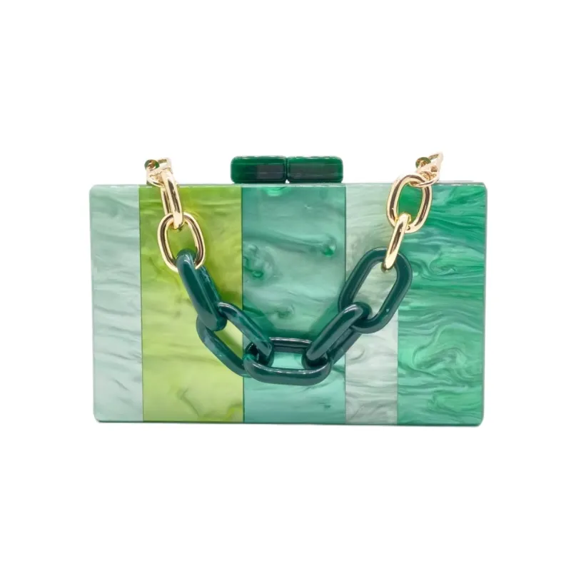 Bolso de mano acrílico con cadena acrílica para mujer, bolsa de mano a la moda, elegante y bonito, colores personalizados