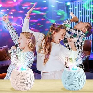 Cadeau <span class=keywords><strong>d</strong></span>'<span class=keywords><strong>anniversaire</strong></span> Machine de karaoké Portable voix changeante 2 microphones sans fil haut-parleur karaoké rond avec conception de lumière - Product Image 6