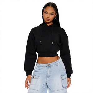 Sudadera Corta Personalizada para Mujer, Sudadera Corta de Algodón Francés de Alta Calidad para Mujer, Sudaderas Urbanas, Fabricante OEM, ODM - Product Image 3