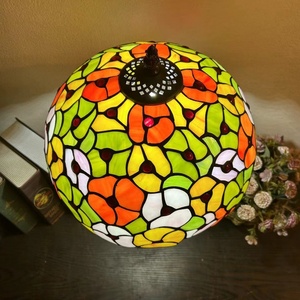 LongHuiJing 12Inch European Stained Glass Flower Lampshade Handcrafted Multicoloured AC Powered LED Adjustable Eco-Friendly - Product Image 3