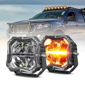 4x4 Off Road 5 Inch 50w Auxiliary Led Pod Light Assembly Offroad LED Work Light In-built Amber Backlighting