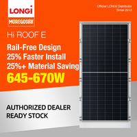 Modul Surya Bifacial BIPV LONGi Hi-ROOF E 645W 650W 655W untuk Atap Logam Industri, Pemasangan Tanpa Rel, Tersedia di Stok, FOB Shanghai
