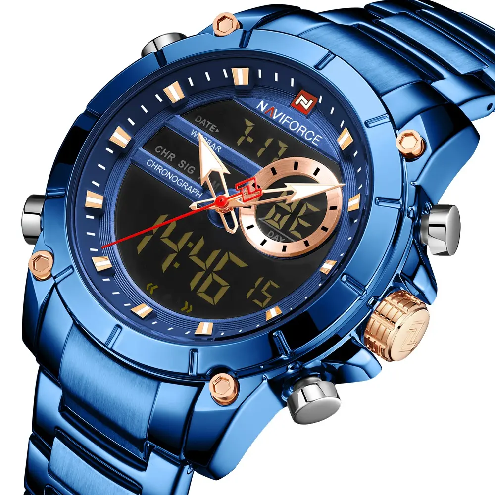 NAVIFORCE 9163 Top Brand Luxury Watch Men orologi impermeabili da polso da uomo Digital Quartz LED orologio da polso Relogio Masculino