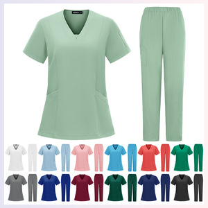 HZMNOI Scrub Suit Set V-Neck Moisture Wicking Split Uniforms For Medical Dental Beauty Workwear S XXL - Product Image 4