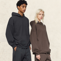 Sweat à capuche uni streetwear américain 430G en molleton bouclette, coupe ample et oversize, unisexe, décontracté, vierge