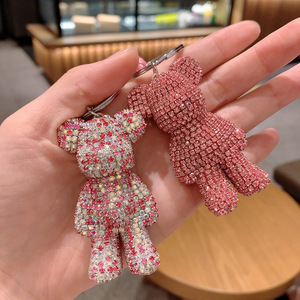 Venta al por mayor llavero completo de diamantes de imitación diamante dibujos animados oso personalizado diamante llavero brillo diamantes de imitación oso llavero - Product Image 6