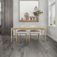 Table à manger en bois massif de chêne américain RH avec plateau en marbre, pieds en métal, design rustique moderne, 6 places, mobilier contemporain pour la maison