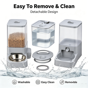 Station d'alimentation pour animaux de compagnie 2-en-1 avec logo personnalisé, distributeur de nourriture par gravité et fontaine à eau USB pour chiens et chats, fabricant de produits pour animaux de compagnie - Product Image 6