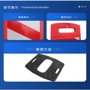 กรวยจราจรสะท้อนแสง พลาสติกสีแดงลายเส้นสีขาว ป้ายกั้นถนนเพื่อความปลอดภัย สำหรับงานก่อสร้างและการแบ่งเลน - Product Image 5