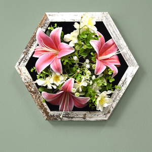 กรอบผนังดอกไม้ประดิษฐ์ไม้รูปหกเหลี่ยม 30x30 ซม. (AFF-Frame-3) - Product Image 2