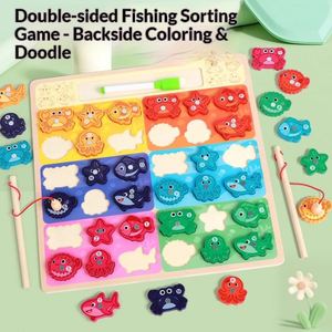 Planche de pêche en bois, jouet éducatif pour la reconnaissance des couleurs, outil pédagogique pour enfants, classification, motricité fine - Product Image 3