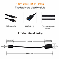 Oftbuy — adaptateur de câble tressé, transfert de données rapide, câble Usb Otg vers Micro Usb 3.0 femelle pour Android