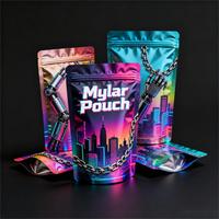 Sacs en mylar holographique Multi Designs 3.5g 7g 4x6inch Pochette debout résistante aux enfants avec fermeture à glissière anti-odeurs