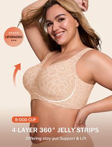 Sujetador de gel de cobertura total para tallas grandes, sin aros, con realce lateral, antideslizante, con tirantes anchos ajustables, transpirable, ropa interior femenina - Product Image 2
